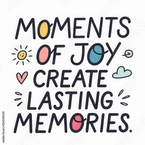 Inspiring quotes about self care and joy in a whimsical neon pastel style with quirky lettering and cheerful elements