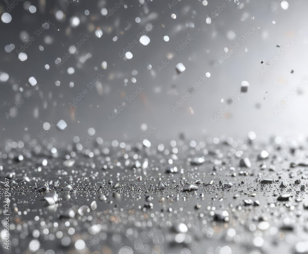 Fototapeta premium Sparkling silver metal background with tiny particles, iridescent, reflective surface