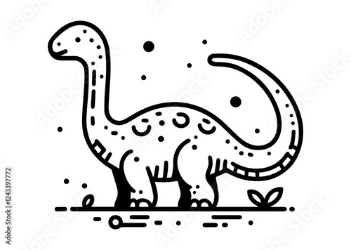 Cute dinosaur doodle line icon. Vector illustration of prehistoric animal.