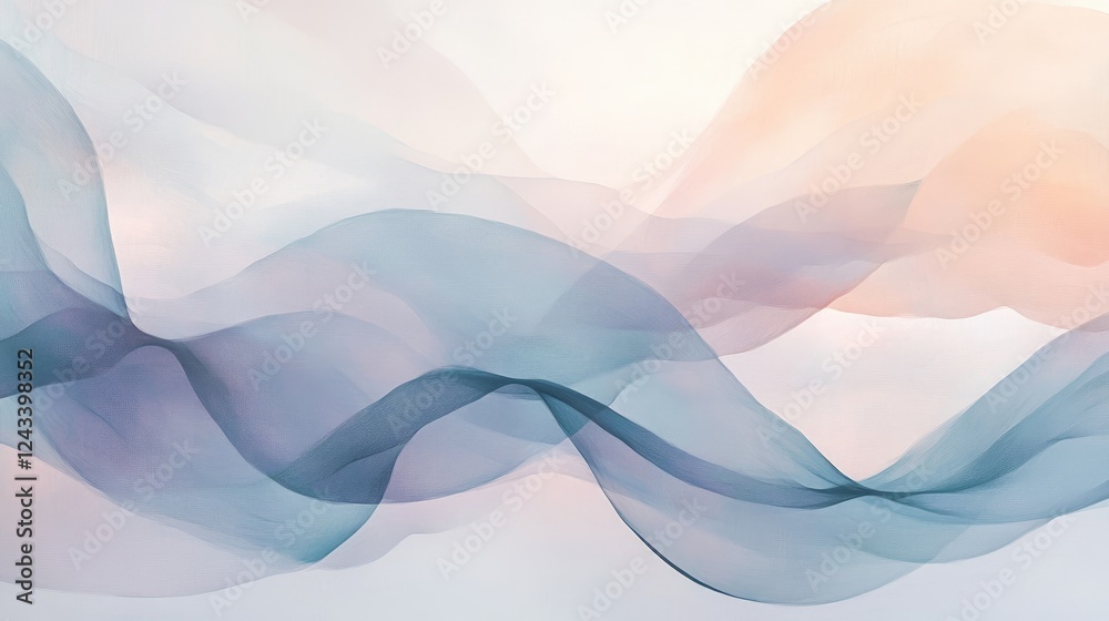 Obraz premium Soft pastel gradient abstract art with minimalist flowing shapes and smooth curves creating a serene composition