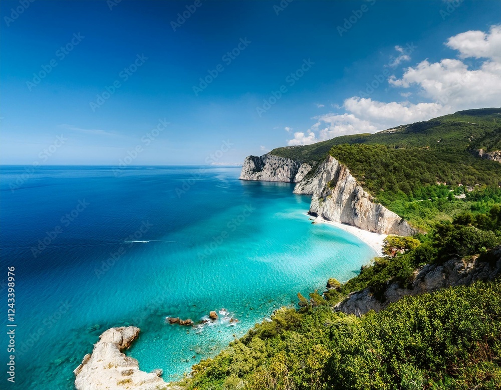 Fototapeta premium breathtaking view of the coast in a fine summer day with turquoise sea