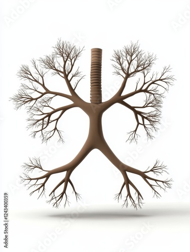 Bronchial Tree Structure - 3D  image of a bronchial tree, resembling a leafless tree branching out.  Medical or scientific illustration. photo