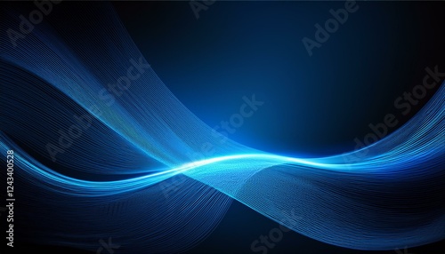 abstract dark blue  background with glowing blue wavy lines