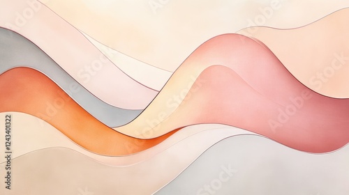 Minimalist abstract art with gentle pastel color transitions and flowing, wave-like lines for a sleek design