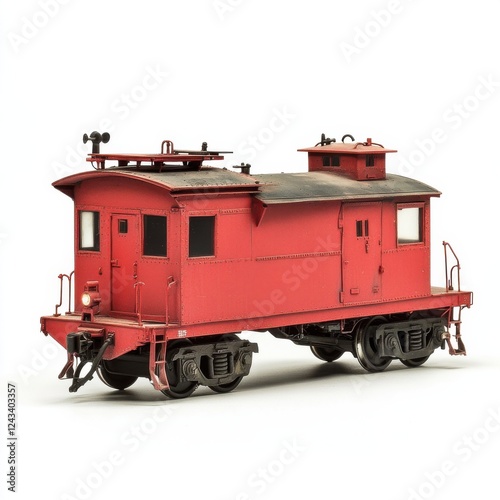 Detailed red model train caboose showcasing exceptional craftsmanship and realism in miniature design photo