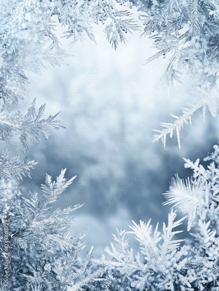 Frosty Window Pane Displays Delicate Winter Ice Crystals Frosty Window Pane Displays Delicate Winter Ice Crystals