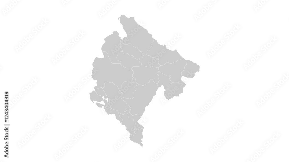 Montenegro map animation. Animation of Connecting all areas into a complete map of Montenegro with borders in the background with an alpha channel. Motion design. Montenegro map animation. Animation of Connecting all areas into a complete map of Montenegro with borders in the background with an alpha channel. Motion design.