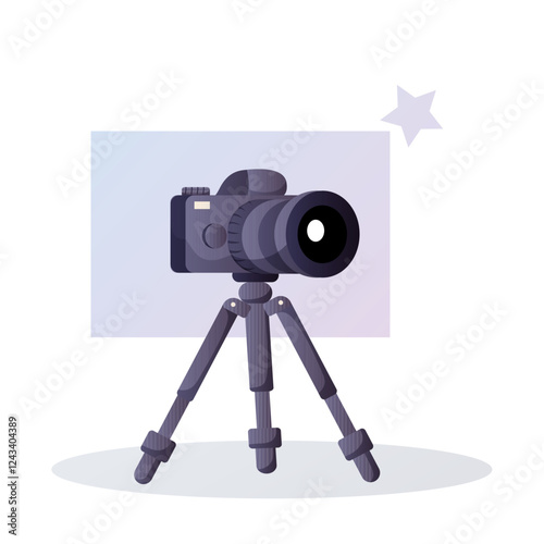 Professional camera on a tripod vector illustration