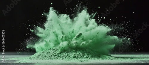 A vivid green sodium jet bursts from a toxic waste heap, accompanied by dramatic smoke, offering ample copy space for themes of environmental awareness and pollution photo