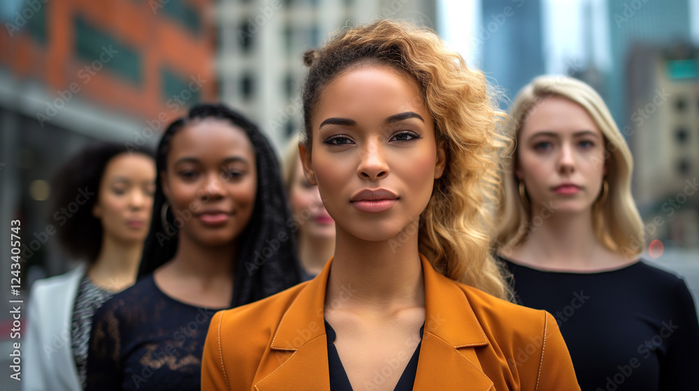 Embrace the Power of women: International Women's Day, a diverse and powerful group of women stand confidently in a modern urban environment. Celebrate diversity, strength and confidence. Embrace the Power of women: International Women's Day, a diverse and powerful group of women stand confidently in a modern urban environment. Celebrate diversity, strength and confidence.