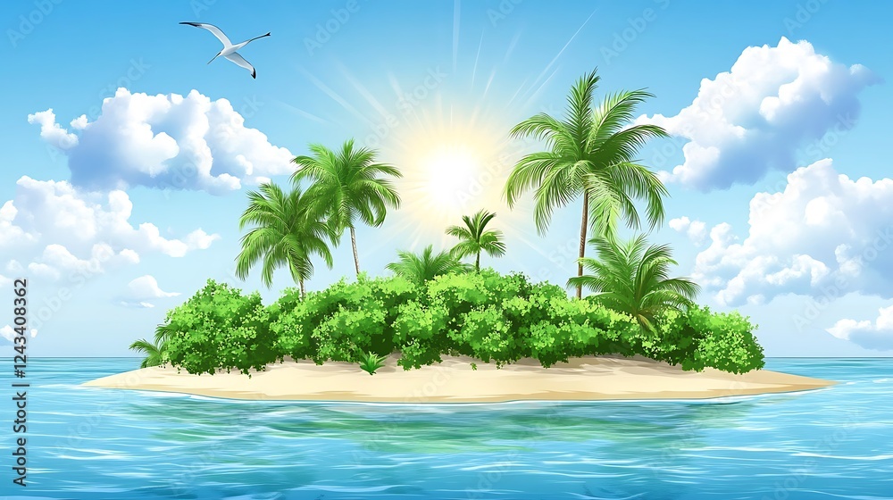 Fototapeta premium Tropical Paradise Island: A Serene Escape