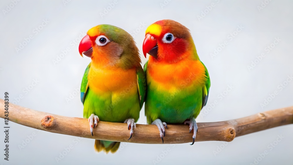 Fototapeta premium Two Lovebirds on Branch