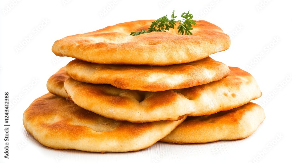 Golden Brown Fry Bread Stack Isolated - Delicious golden brown fry bread, freshly baked, stacked high, representing comfort food, cultural heritage Golden Brown Fry Bread Stack Isolated - Delicious golden brown fry bread, freshly baked, stacked high, representing comfort food, cultural heritage