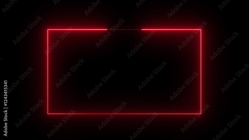 Glowing neon abstract double light rectangle shape animation red color, neon rectangle border frame in the shape, rectangle glowing and futuristic energy line animation concept