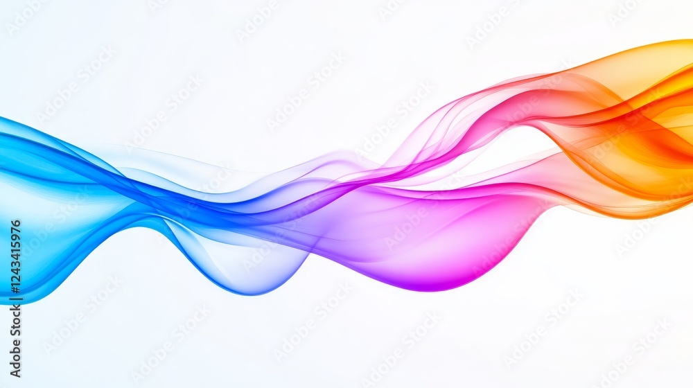 Naklejka premium Colorful Abstract Wave Design - Abstract image of flowing, colorful waves. Perfect for backgrounds, websites, or designs needing a vibrant, dynamic feel.