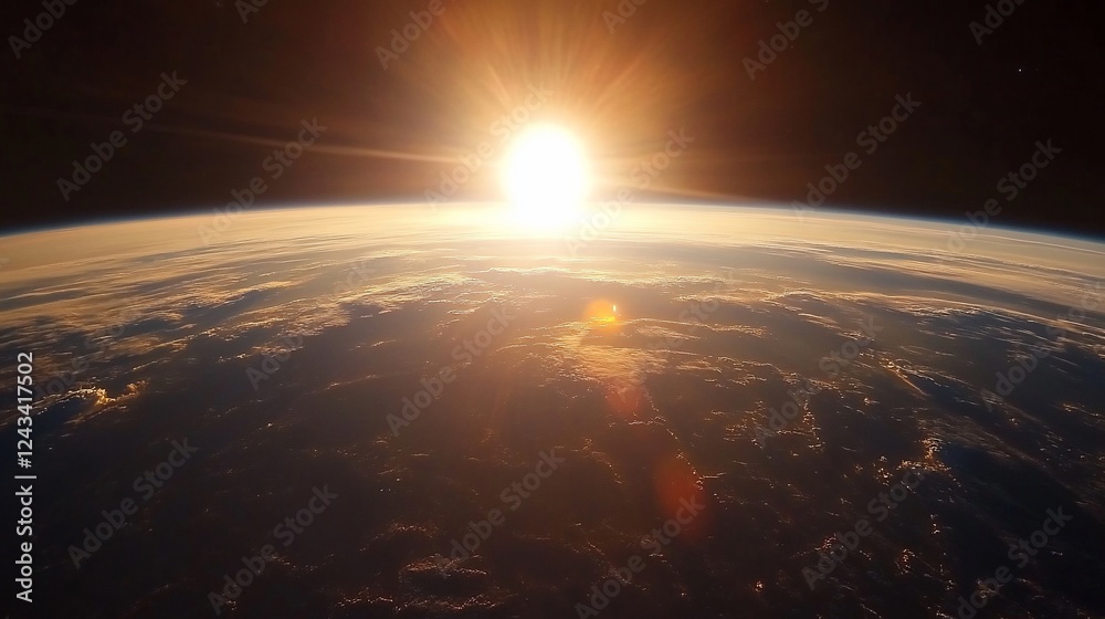 Earthrise sunrise space view, cloudscape, planet Earthrise sunrise space view, cloudscape, planet
