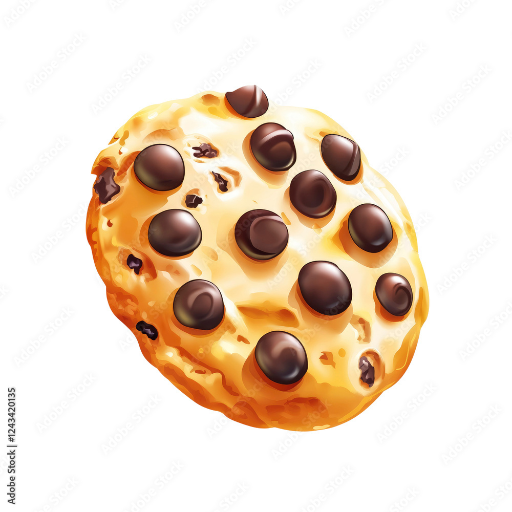 Fototapeta premium Delicious Chocolate Chip Cookie, Close-Up Studio Shot