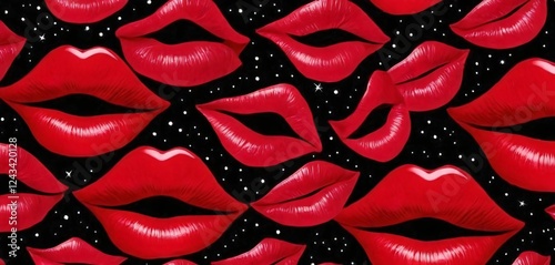 Obraz na płótnie passion romantic chic kiss lips sihouette night. a romantic , perfect for valentine's day . w salonie