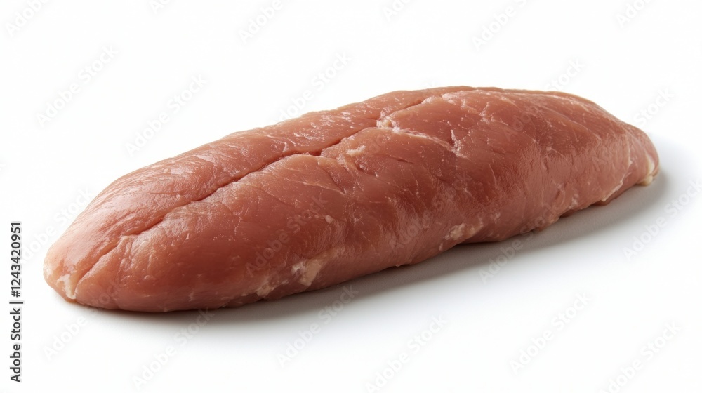 Raw Pink Pork Tenderloin on White Background Raw Pink Pork Tenderloin on White Background