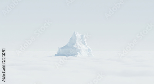 広大な白の無限の空間にそびえる一つの氷山の頂 photo