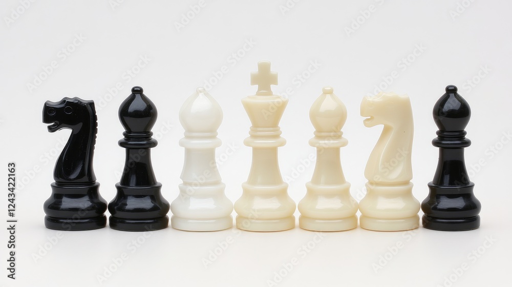 Business competition strategy with chess pieces symbolizing calculated decision-making. Business competition strategy with chess pieces symbolizing calculated decision-making.