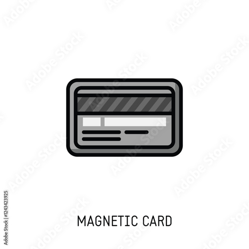Simple grayscale magnetic stripe card icon perfect for websites or apps needing a payment or banking illustration. Download now for your projects.