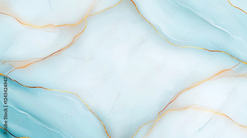 Fototapeta premium A stunning abstract background featuring soft blue and white marbling with delicate gold accents. Perfect for design projects, presentations, or as a unique backdrop for artwork.