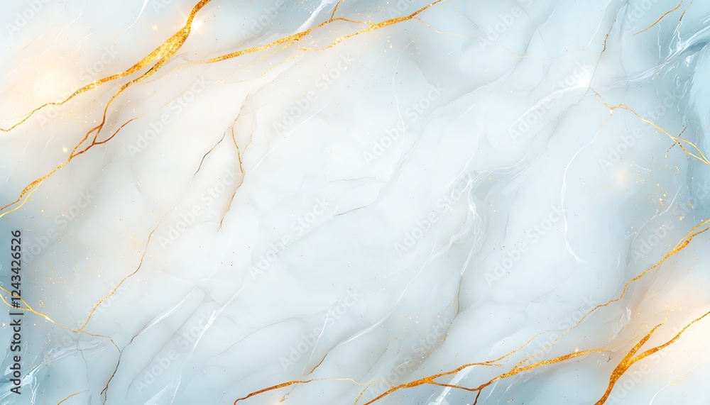 Fototapeta premium A stunning abstract marble texture featuring soft blue tones and delicate golden veins, perfect for backgrounds, wallpapers, or design projects that need a touch of elegance.