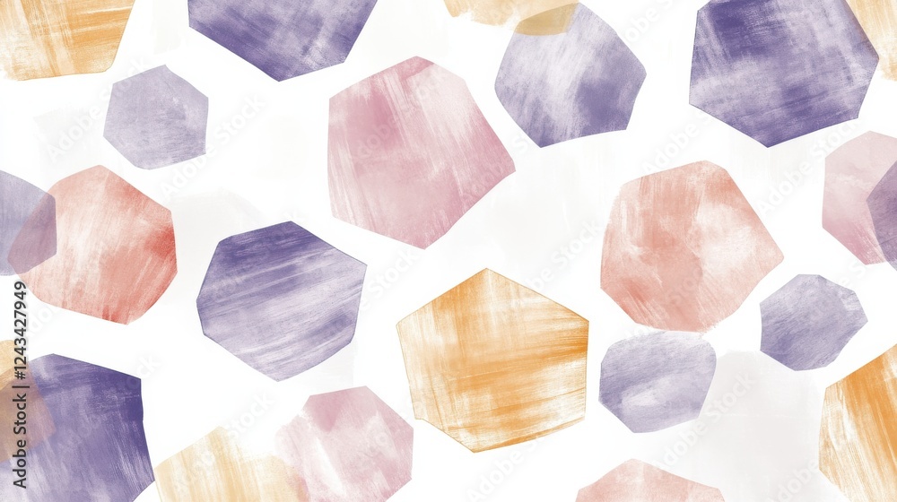 Naklejka premium Pencil resting on elegant white background with diverse colorful shapes in soft textures and hues