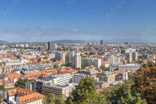 Ljubljana, Slovenia. Picturesque city view from the review site Ljubljanski grad.