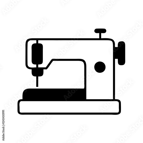 Black sewing machine vector icon, tailoring equipment