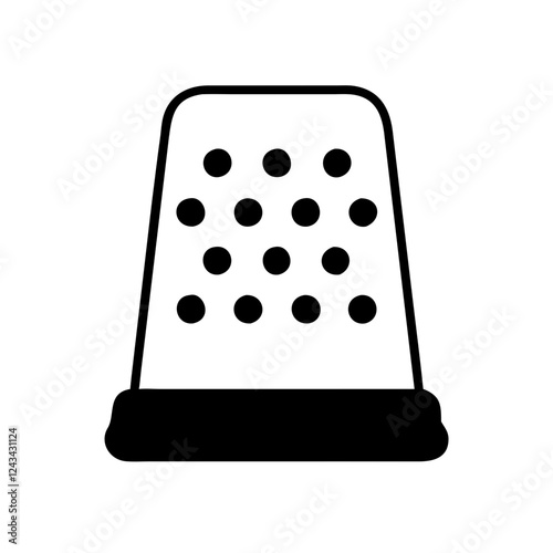 Black and white thimble vector icon, sewing tool