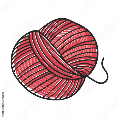 Red yarn skein vector icon, knitting and crafting