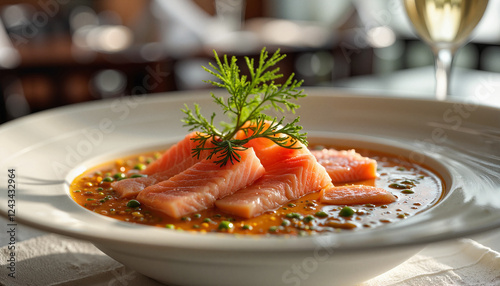 Wallpaper Mural Gourmet Finnish salmon soup with herbs in elegant setting, culinary delight Torontodigital.ca