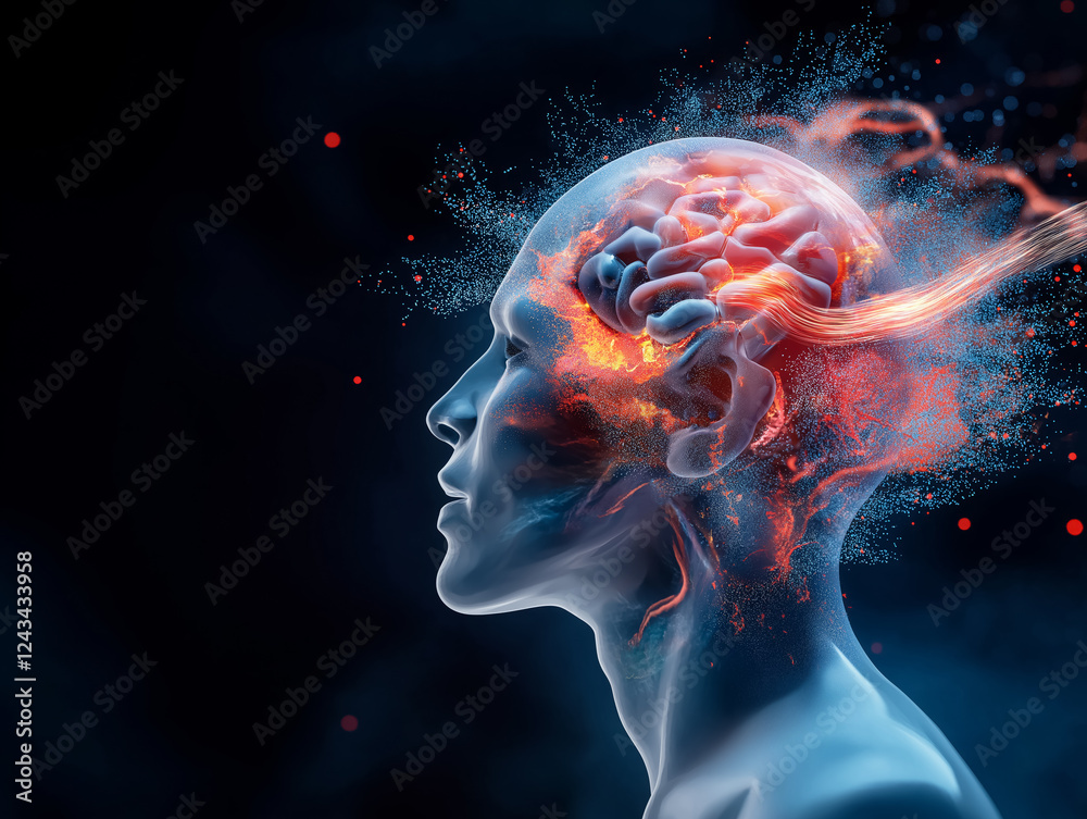 Stunning visualization of human mind showcasing creative chaos and neural activity Stunning visualization of human mind showcasing creative chaos and neural activity