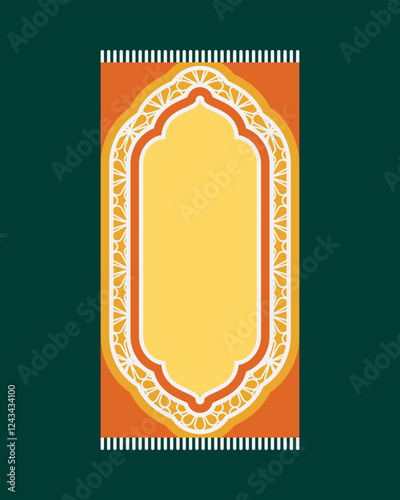 Red Islamic prayer carpet vector design. Prayer mat pattern tiles. Rug design