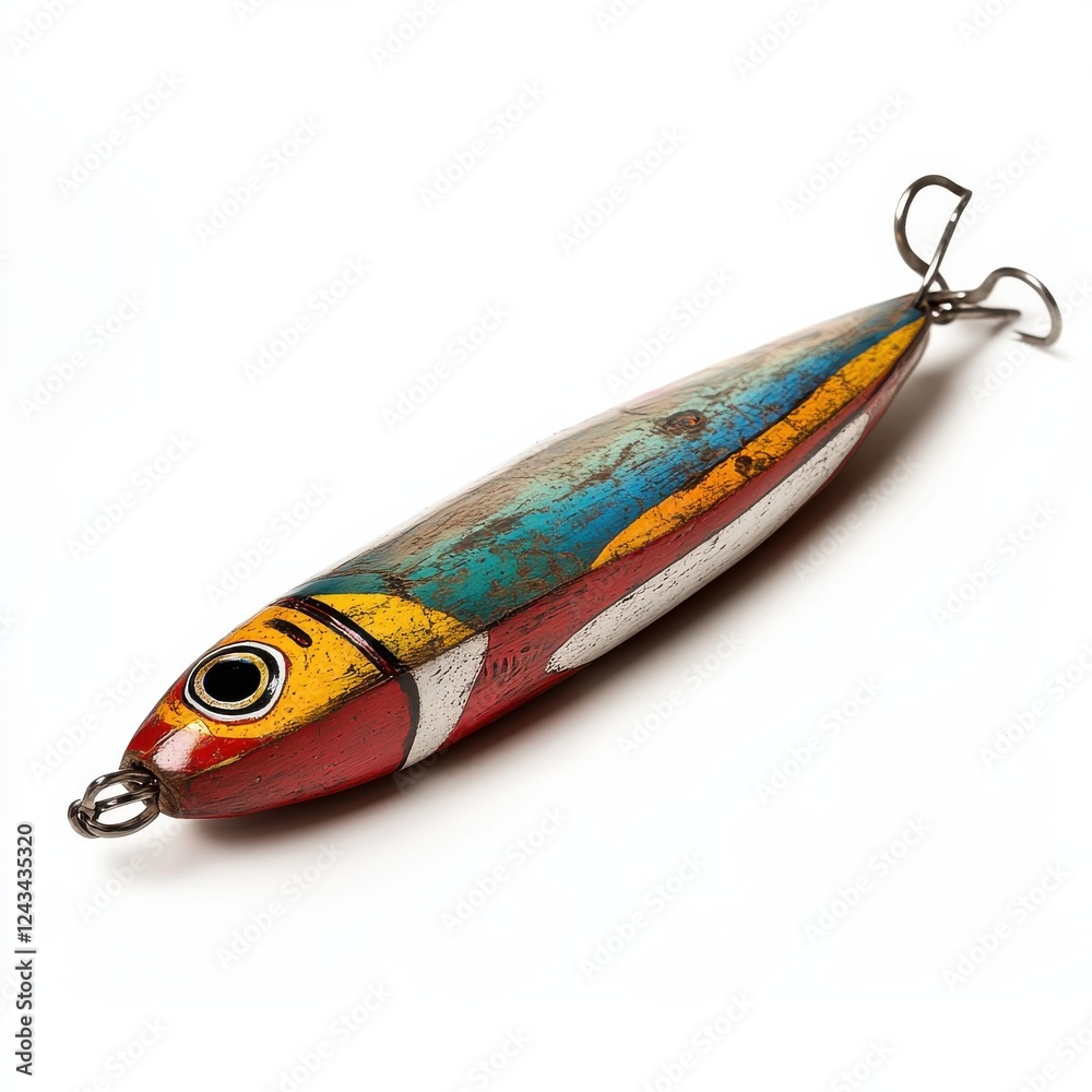Polished wooden fishing lure with vibrant colors designed for attracting fish in various water environments Polished wooden fishing lure with vibrant colors designed for attracting fish in various water environments