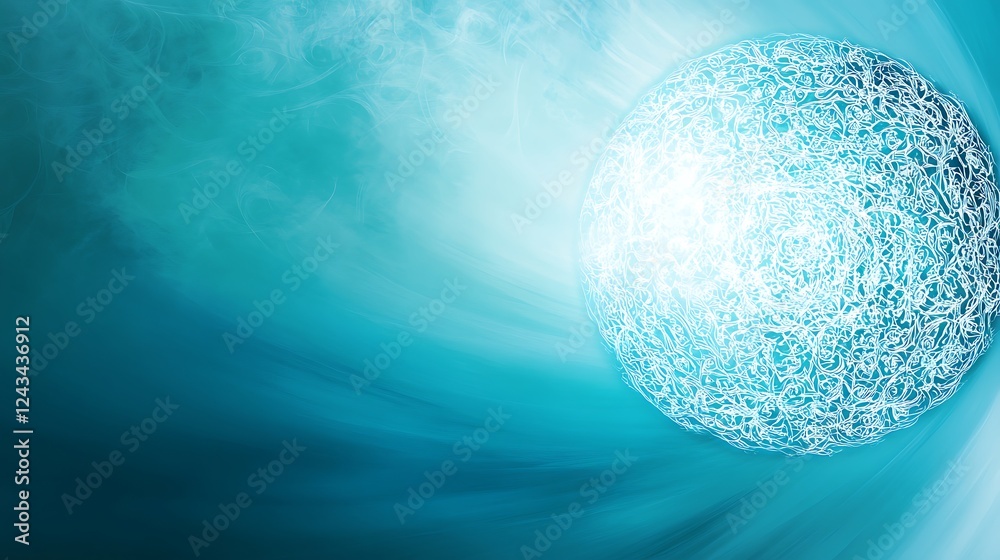 Abstract Orb Glowing Within a Turquoise Swirling Nebula Abstract Orb Glowing Within a Turquoise Swirling Nebula