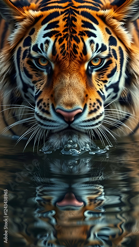 tiger drinking water