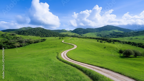 Winding unpaved roads lead to tranquil hideaways amidst lush green hills and blue skies
