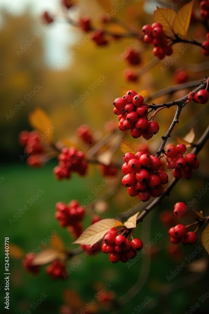 Autumn berries and leaves on a deciduous shrub, nature, berry bushes, plants Autumn berries and leaves on a deciduous shrub, nature, berry bushes, plants