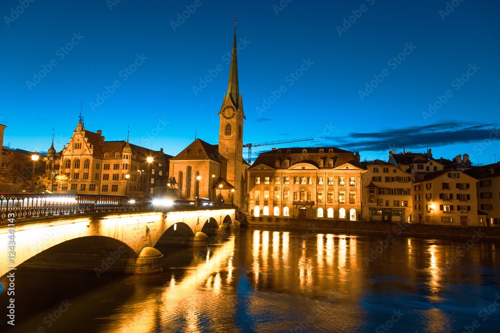 Zurich, January 25, 2025: General view from Zurich city center and canal. Zurich, January 25, 2025: General view from Zurich city center and canal.