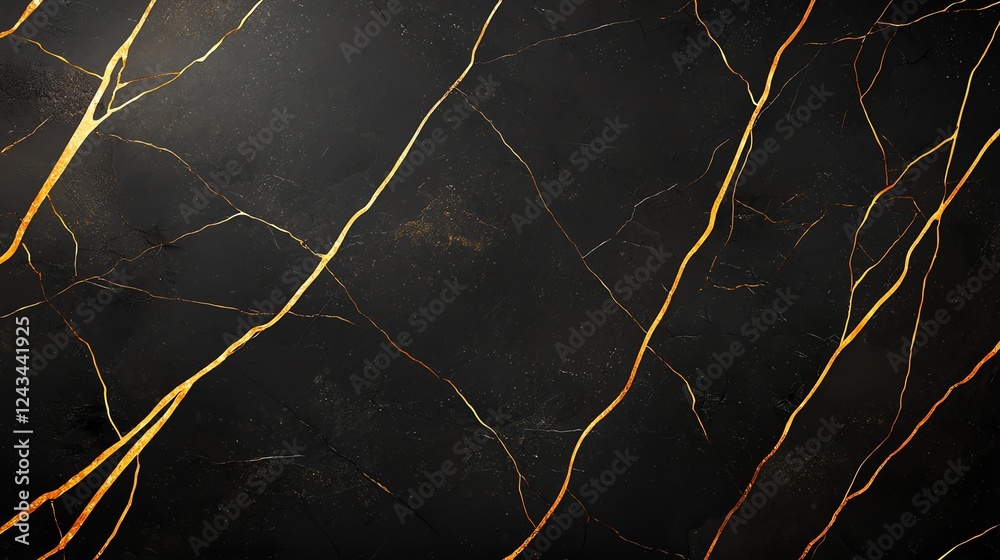 Elegant black marble surface with striking golden veins, ideal for luxury design projects, showcasing sophistication and timeless beauty in modern interior decor.