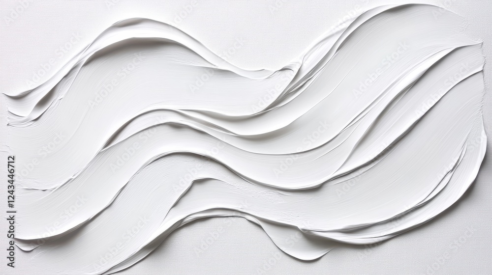 Obraz premium Wavy White paint texture featuring rich brush strokes, layered pigment, and deep impasto technique