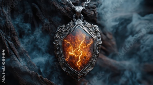 Wallpaper Mural Fiery Lightning Pendant: A Dark Fantasy Jewel Torontodigital.ca