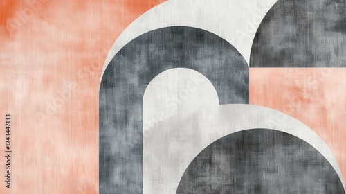 Muted gray arcs and smooth pencil strokes create a harmonious abstract composition in gentle colors