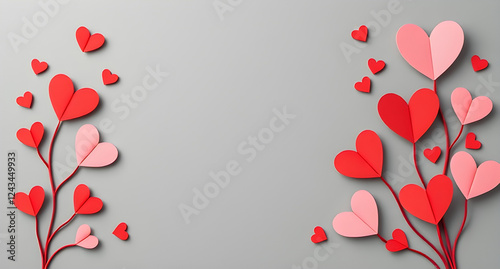 Valentine's Day background - Greeting Card paper craft syle with copy space.