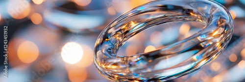 Translucent Toroidal Glass Object with Bokeh Background