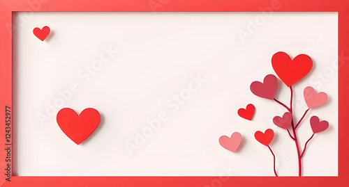 Valentine's Day frame - Greeting Card paper craft syle with copy space.