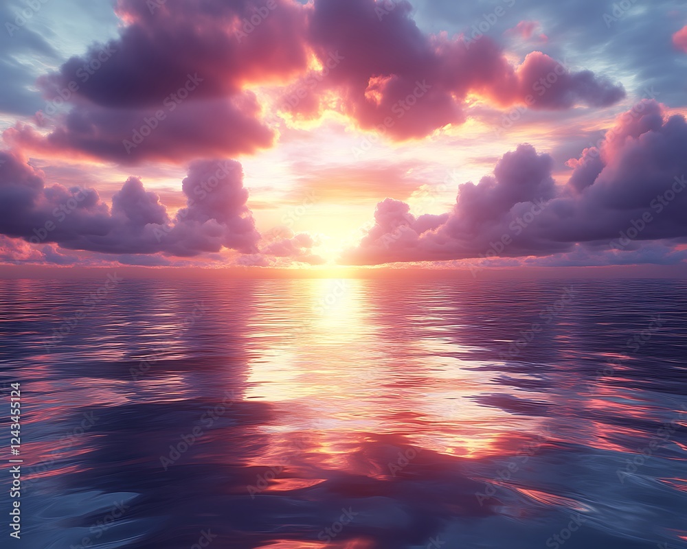 Obraz premium Vibrant sunset over calm ocean. (6)